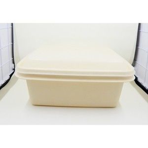 Tupperware Freeze N Save Ice Cream Keeper #1254 Almond with Sheer Lid #1255